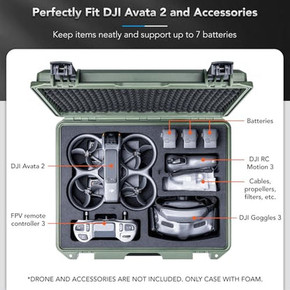 Lykus Titan AT200 Hard Case for DJI Avata 2,Goggles 3(NOT N3),FPV/Motion RC - color: Green