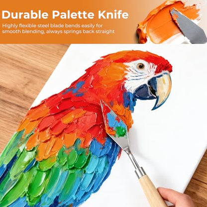 Nicpro 26pcs Professional Paint Brush Set with Palette Knife & Canvas Roll - color: Burlywood