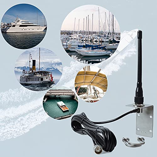 HYS VHF Marine Antenna Low-Profile 156-163MHz w/16.4ft(5m) Cable with PL259