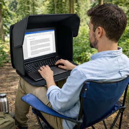 Anti-Glare Laptop Sun Shade for 14-Inch Notebook, Foldable Screen Hood for Outdoor Work