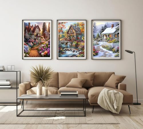 Ekuxom 3 Pack Diamond Painting Kit for Adults-Landscape Diamond Art - color: Landscape