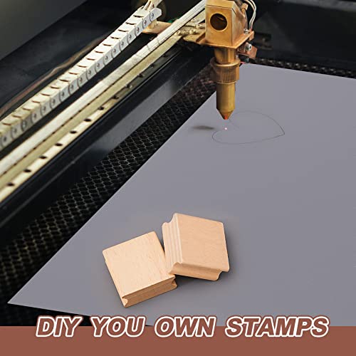 Sasylvia 10 Pcs Stamp Making Kit, A4 Rubber Stamp Sheet, 40x40mm Wood Block