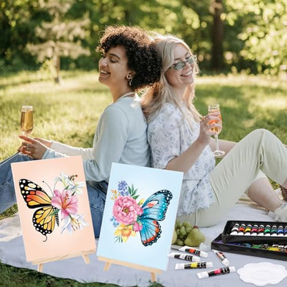 Cholemy 36 Pcs Paint and Sip Kit Gift for Adults 8''x10'',Butterfly - style: Butterfly