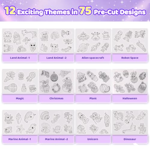 Funtopia 185pcs Shrinking Craft Kit for Kids, Glow in the Dark Keychain Kit - color: Glow in the Dark