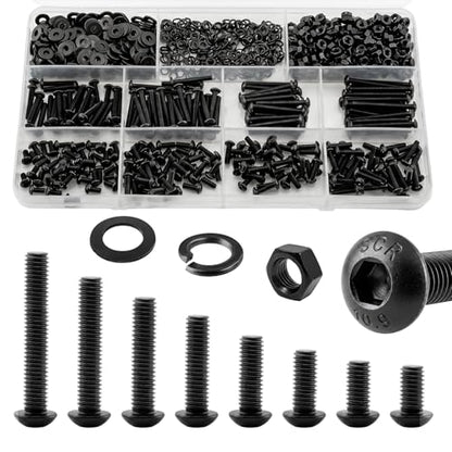1000Pcs UIETUIL M3 Hex Socket Button Head Screws Kit, M3x6-30mm, 10.9 - size: M3 Button 10.9 - 1000PCS