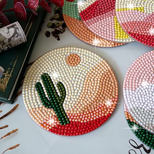 Temlum 6 Pcs Diamond Art Coasters Kits for Adults & Teens, Landscape - color: Landscape Coasters