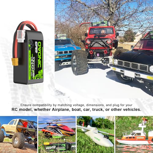 OVONIC 4S LiPo Battery 2200mAh 14.8V 130C Short RC Battery with XT60 Connector