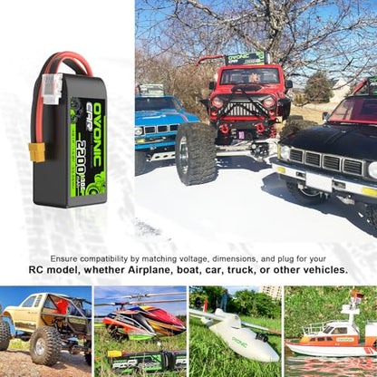 OVONIC 4S LiPo Battery 2200mAh 14.8V 130C Short RC Battery with XT60 Connector