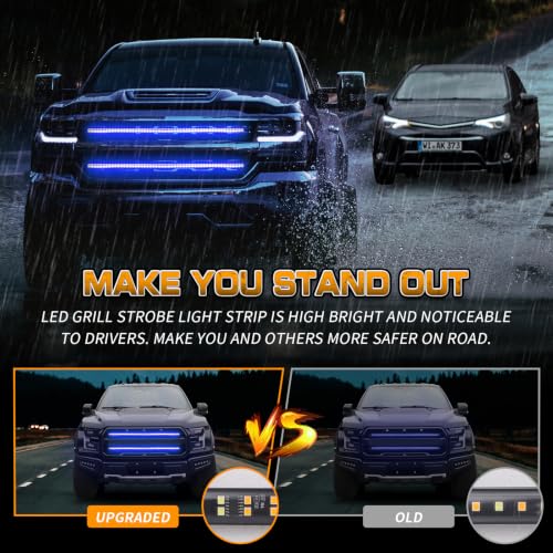XRIDONSEN 2PCS 30 inch Blue Grill Emergency Lights Strip - color: Blue