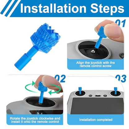 RC/RC2 Joystick Replacement, Aluminum Controller Sticks Compatible with DJI - color: Blue ＆ 2 Pcs