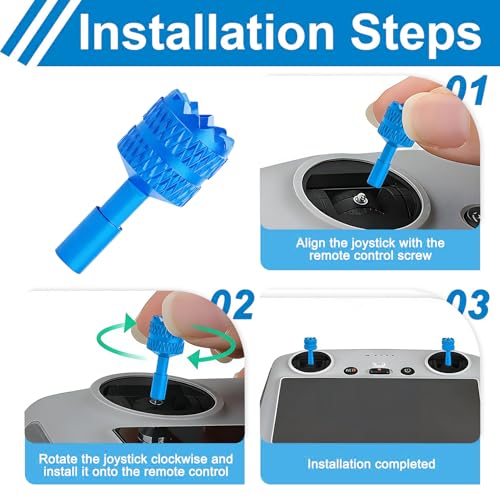 RC/RC2 Joystick Replacement, Aluminum Controller Sticks Compatible with DJI - color: Blue ＆ 2 Pcs