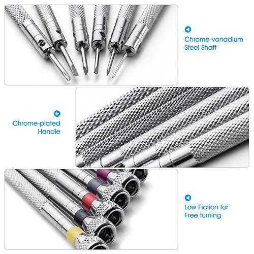 Premium 6PCS Micro Precision Screwdriver Set, 0.8-1.6mm, Extra Replacement Blades for Watch, Eyeglasses, Jewelry, Electronics Repair