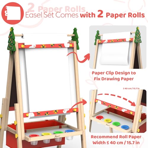 Joyooss Art Easel for Kids Easel for Toddler with Paper roll Red - color: Red Easel