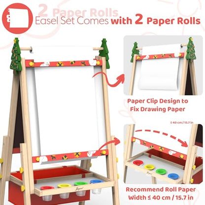 Joyooss Art Easel for Kids Easel for Toddler with Paper roll Red - color: Red Easel