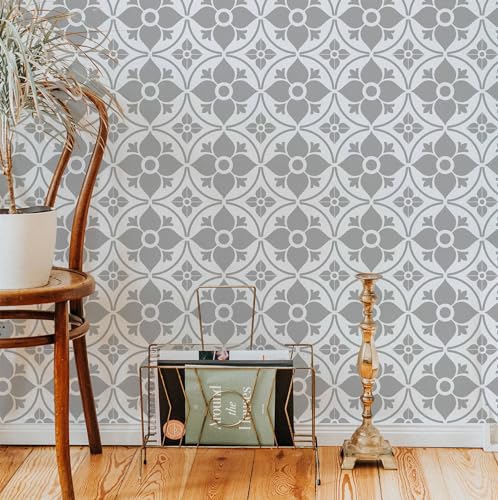 16 PCS Talavera Spanish Tile Stencil Set 8x8 - Reusable Floor Stencils - size: 8 X 8 Inch