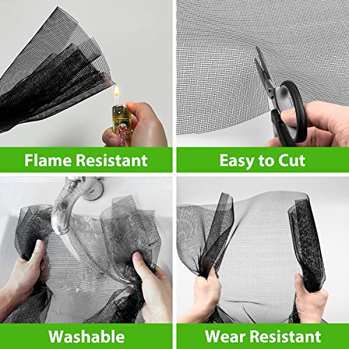 Replacement Window Screens, 59X106 Inch Durable Window Screen Mesh for Patio Porch Door Windows, DIY Adjustable Fiberglass Screen Repair Kit Sliding Net Roll Pet, Black by Ouskr - size: 59"x106"Black