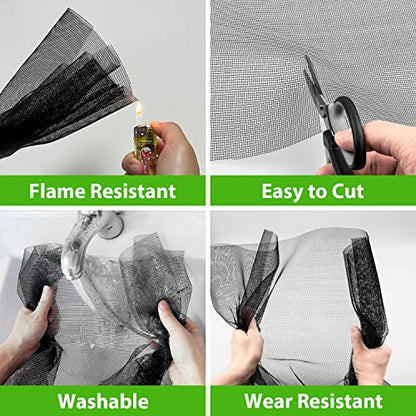 Replacement Window Screens, 59X106 Inch Durable Window Screen Mesh for Patio Porch Door Windows, DIY Adjustable Fiberglass Screen Repair Kit Sliding Net Roll Pet, Black by Ouskr - size: 59"x106"Black