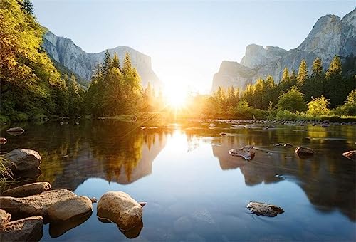 California Yosemite Valley Sunrise Landscape Photography Backdrop 12x8ft - size: 12x8ft