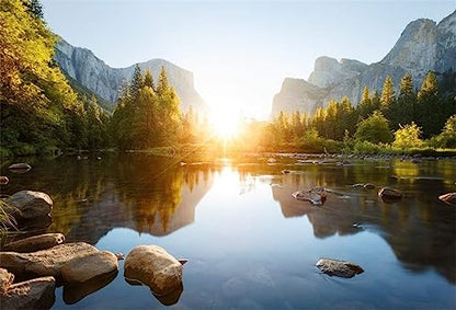 California Yosemite Valley Sunrise Landscape Photography Backdrop 12x8ft - size: 12x8ft