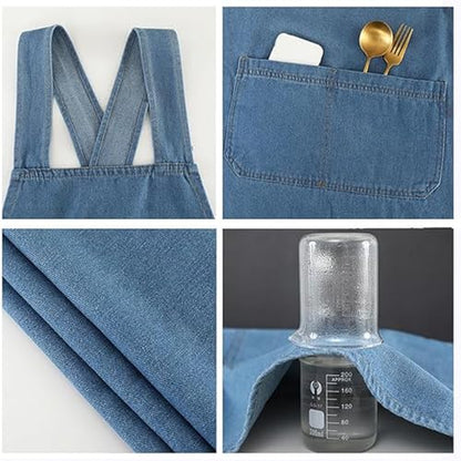 Adult Cross Back Apron, Stain Resistant Cotton Apron with Pockets ﻿ - color: A