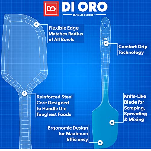 DI ORO Large Silicone Spatula - 600F Heat Resistant, Blue - color: Blue