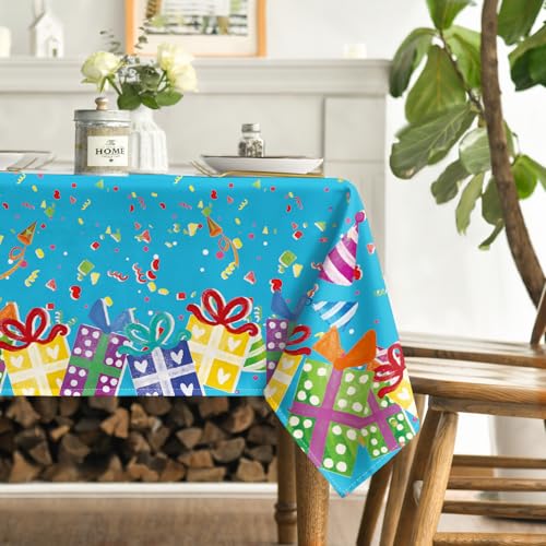 Horaldaily Blue Birthday Tablecloth, 60x120 Inch Rectangular - color: Blue, size: 60" x 120" (Rectangular)