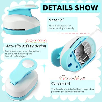 CHENGU 3 Pack Circle Hole Punch 2"/1"/0.6", Blue - color: Blue, style: Circle