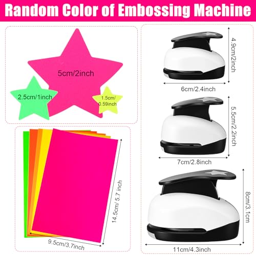 CHENGU 3 Pack Star Hole Punch 2"/1"/0.6", Black - color: Black, style: Star