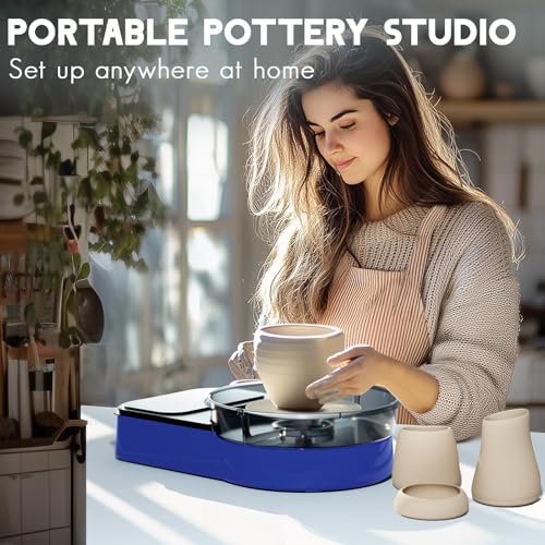 Catcrafter Pottery Wheel for Kids Teens Adults Beginners - Blue Pottery Kit - color: Blue