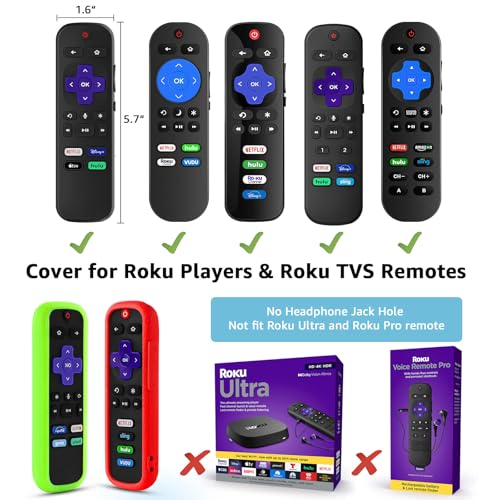 2 Pack Remote Cover for Roku TV Controller Glow in The Dark,Green Red - color: Glow Green and Red, size: 2 Pack