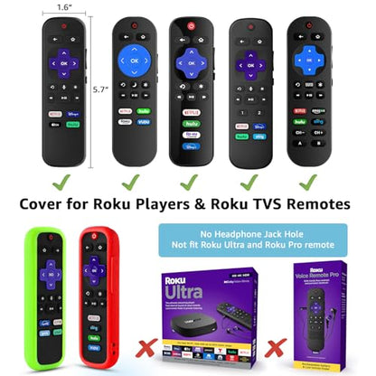 2 Pack Remote Cover for Roku TV Controller Glow in The Dark,Green Red - color: Glow Green and Red, size: 2 Pack