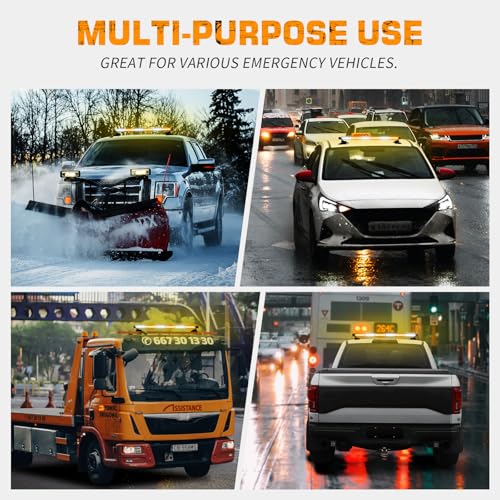 XRIDONSEN 28.4" 80 LED Roof Strobe Light Bar Amber White Emergency Lights - color: Amber/White