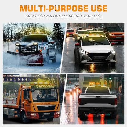 XRIDONSEN 28.4" 80 LED Roof Strobe Light Bar Amber White Emergency Lights - color: Amber/White