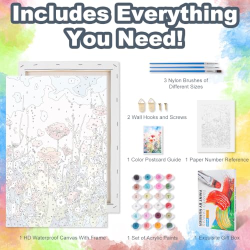 Kalonyth Flowers Framed Paint by Numbers Kit for Adults Beginner 8x12 inch - color: Frame-OP-US07