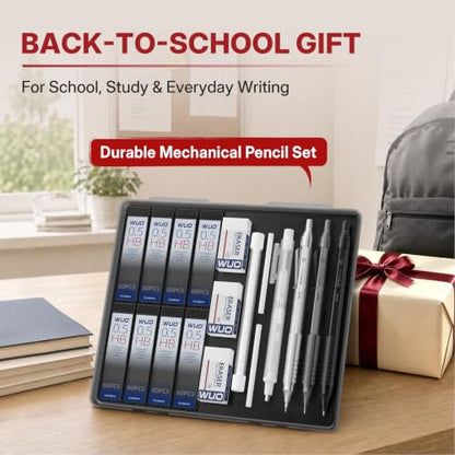 WUO 0.5mm Mechanical Pencil Set, 3 Pack Metal Drafting Pencils - color: Mixed Colors, size: 0.5
