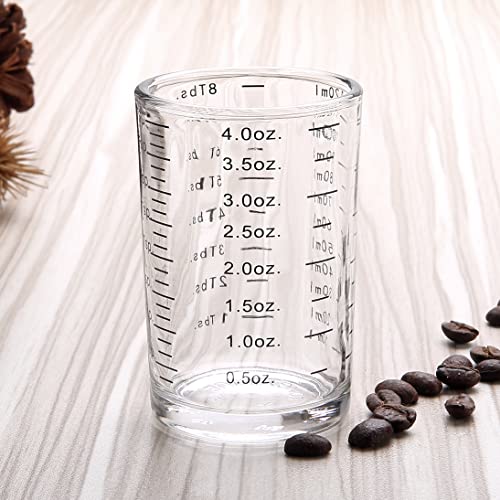 BCnmviku Measuring Cup Shot Glass 4 Ounce/120ML Liquid Heavy High Espresso Glass Cup Black Line (1, Black) - color: Black
