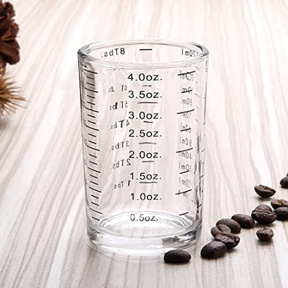 BCnmviku Measuring Cup Shot Glass 4 Ounce/120ML Liquid Heavy High Espresso Glass Cup Black Line (1, Black) - color: Black