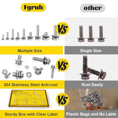 640PCS M2M2.5M3M4M5 Phillips Pan Head Machine Screws Assortment Kit - size: SS M2M2.5M3M4M5 640pcs