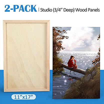 Falling in Art 2 Pack 11x17 Unfinished Birch Wood Panels Kit for Painting - size: 11*17 2-pack
