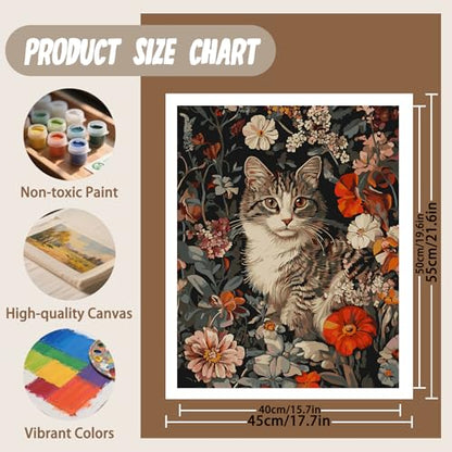 XTCIXAL Paint by Numbers Kit for Adults, Cat, 16X20 Inch - color: 09-Cat