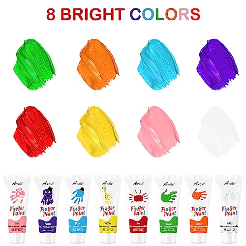 AROIC 8PCS Washable Finger Paint, Non-Toxic Finger Paints - color: 8 colors (1.05oz)