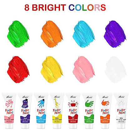AROIC 8PCS Washable Finger Paint, Non-Toxic Finger Paints - color: 8 colors (1.05oz)