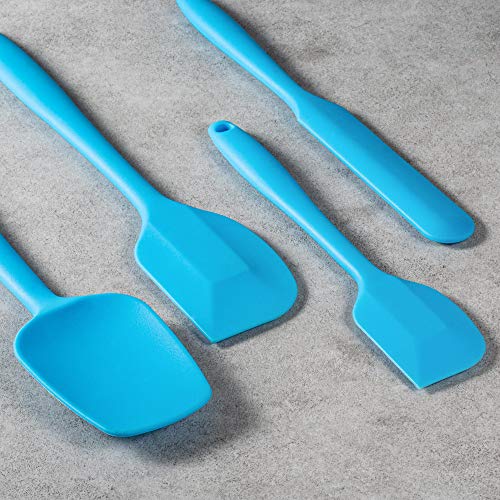 4-Piece Silicone Spatula Set with Stainless Steel Core, Blue - color: Blue