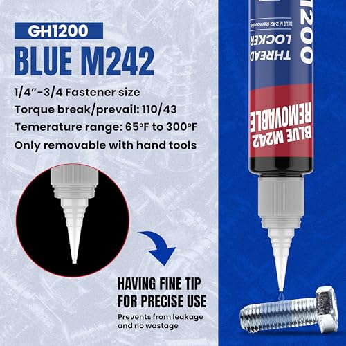 GH1200-50ML Blue Thread Lock Medium Strength for Nuts, Bolts, and Metals - Threadlocker Lock Tight & Seal Fasteners with Stable and Consistent Performance - style: (e) 50ml Blue