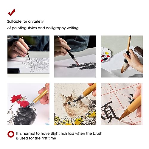 10-Piece Chinese Calligraphy Brush Set - Premium Writing Brushes with Roll-up Bamboo Brush Holder