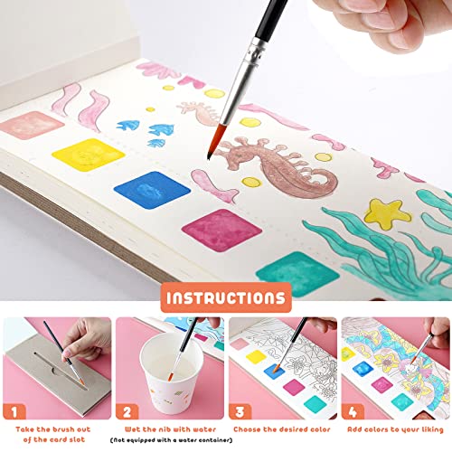 Cavnewt Watercolor Coloring Books for Kids Ages 4-8 - color: 1Pack Genie Garden