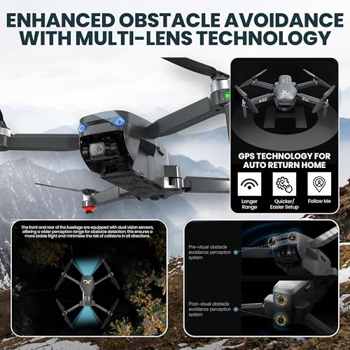 DCX EZ Pro Drones with Camera for Adults 4K, Obstacle Avoidance, GPS Auto Return Home, Beginner-friendly, 3-axis Gimbal, Follow Me Mode, Long Flight Time, FAA Remote ID