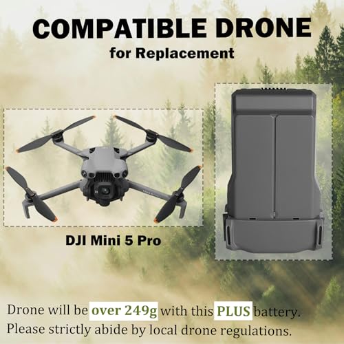Intelligent Flight Battery Plus 2-Pack with Charging Hub for DJI Mini 5 Pro, 5000mAh 7.16V Plus Battery Charger Combo Replacement for BWXNN5-4680-7.16, Max 52 Mins Extended Flight Time