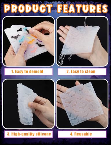 4 Pcs Mini Cute Bat Shape Figurines Silicone Mold - color: 4 Pcs Bat White