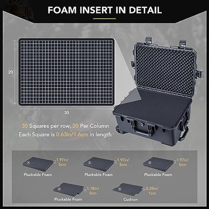 Lykus HC-5220 Hard Case with Wheels and Foam, Inner Size 19.09*12.68*8.66in - size: HC-5220